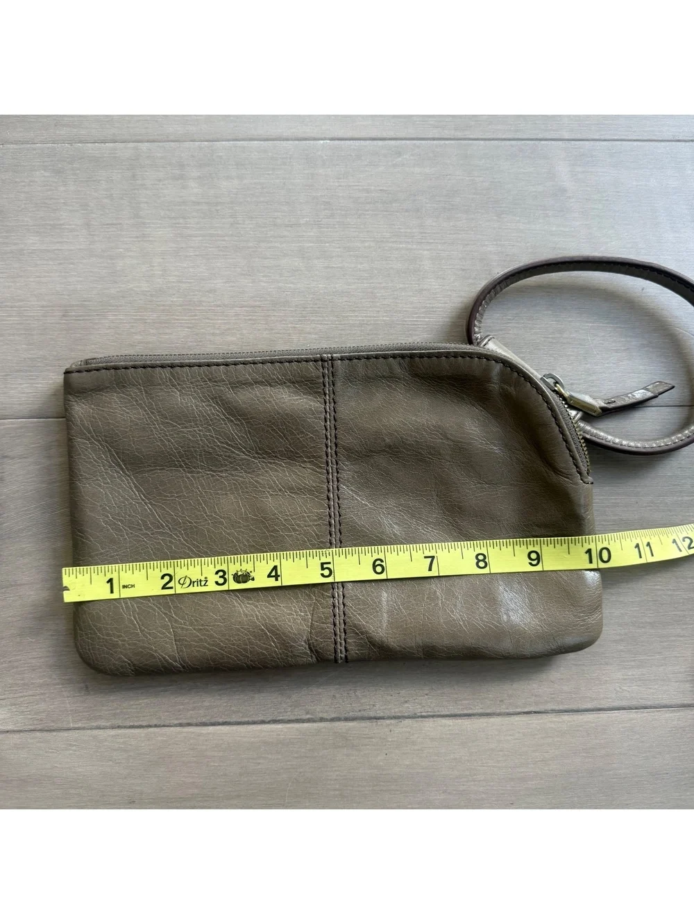 Hobo Olive Green Leather Wristlet Clutch